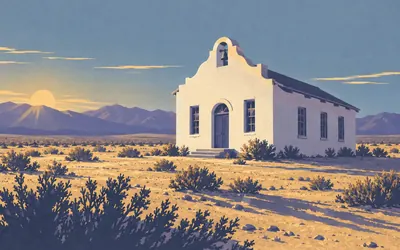 Goffs Schoolhouse, On the road that was bypassed in 1931: an illustration of a place on this route.