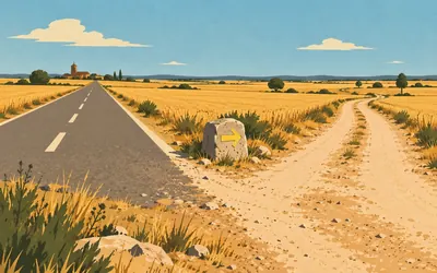 Granja de Moreruela, The fork, and the road you do not take: an illustration of a place on this route.