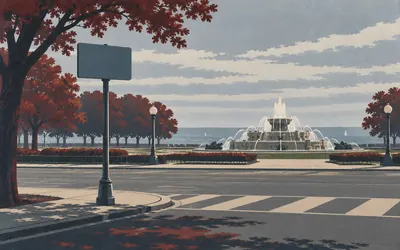 Grant Park, Chicago, The sign here says END: an illustration of a place on this route.