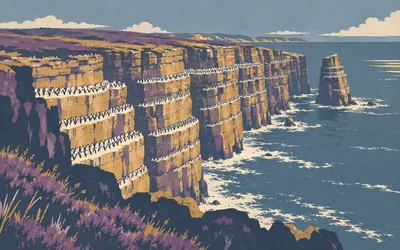 Handa Island, Fifty thousand guillemots, counted: an illustration of a place on this route.