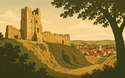 Helmsley Castle, The start of a horseshoe, not a line: an illustration of a place on this route.
