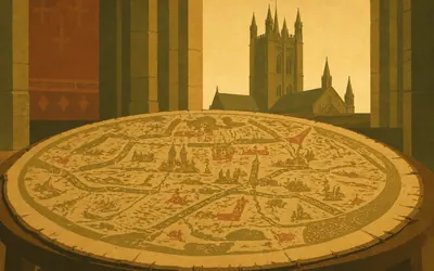 Hereford Cathedral, Where the world is a circle: an illustration of a place on this route.