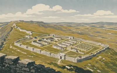 Housesteads Roman Fort, The whole fort, on the edge of everything: an illustration of a place on this route.