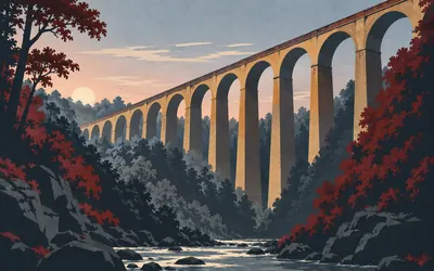 Hownes Gill Viaduct, A hundred and fifty feet of yellow brick: an illustration of a place on this route.