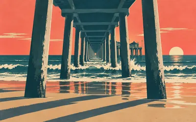 Huntington Beach Pier, The last experiment still standing: an illustration of a place on this route.