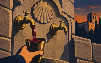 Monasterio de Irache, A tap, and about a hundred litres a day: an illustration of a place on this route.