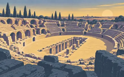 Itálica, A Roman city, and its third-largest arena: an illustration of a place on this route.