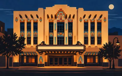 The KiMo Theatre, Albuquerque, Boller Brothers, 1927, on Central Avenue: an illustration of a place on this route.