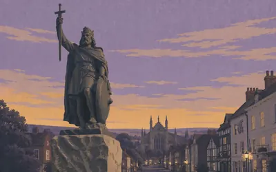 The King Alfred Statue, Back where you started, three hundred and fifty kilometres later: an illustration of a place on this route.