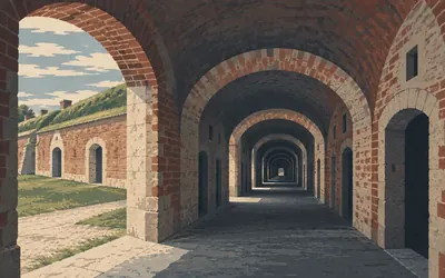 The Komárom forts, Three kilometres of casemate: an illustration of a place on this route.