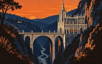 Iglesia Nuestra Señora de Las Lajas, Hung from the rocks, says the resolution: an illustration of a place on this route.