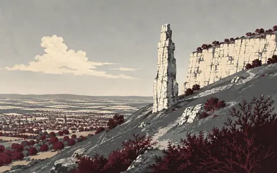 Leckhampton Hill, A pinnacle the quarrymen left behind: an illustration of a place on this route.