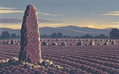 Long Meg and Her Daughters, Sixty-nine stones the ice brought: an illustration of a place on this route.