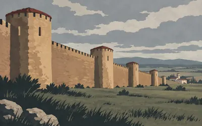 Mansilla de las Mulas, A square town with the road through the middle: an illustration of a place on this route.