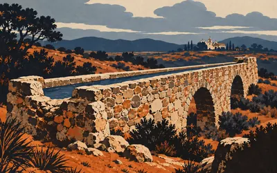 Mission San Buenaventura, About seven miles of water, built by those it displaced: an illustration of a place on this route.