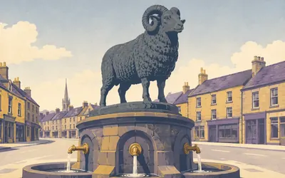 Moffat, A bronze ram with no ears: an illustration of a place on this route.
