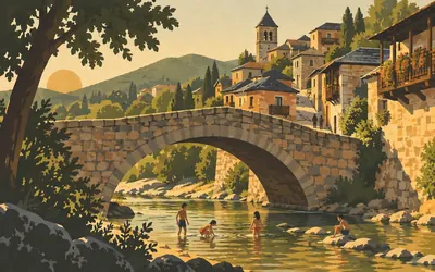 Molinaseca, The dry-mill town at the bottom of the descent: an illustration of a place on this route.