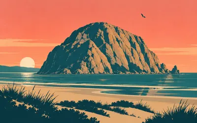 Morro Rock, A twenty-three million year old plug: an illustration of a place on this route.