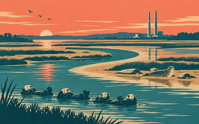 Elkhorn Slough, Seven miles of salt marsh, inland: an illustration of a place on this route.