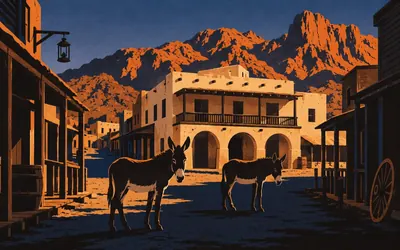Oatman, First bypassed, 1953, and the burros stayed: an illustration of a place on this route.