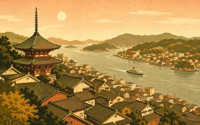 The Onomichi Channel, Where the road to Shikoku begins: an illustration of a place on this route.