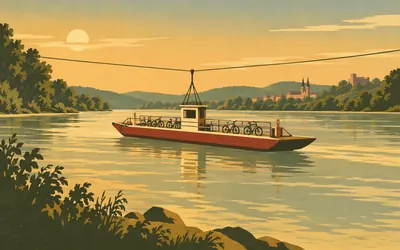 The Ottensheim ferry, No engine, no timetable, just the river: an illustration of a place on this route.
