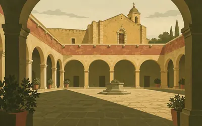 Ex Convento de San Francisco, Pachuca, Only the cloister courtyard is original: an illustration of a place on this route.