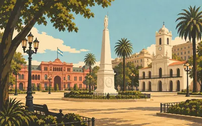 Plaza de Mayo, Four monuments, one square, one document: an illustration of a place on this route.