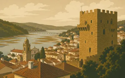 Pontedeume, The tower the bridge was named for: an illustration of a place on this route.
