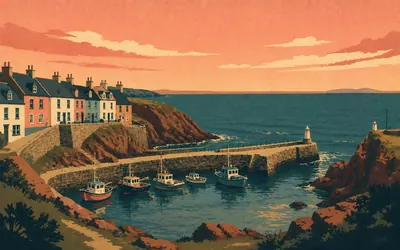 Portpatrick, Mile zero on the Irish Sea: an illustration of a place on this route.