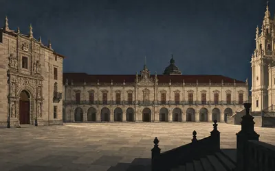 Praza do Obradoiro, The best thing here is behind the front: an illustration of a place on this route.