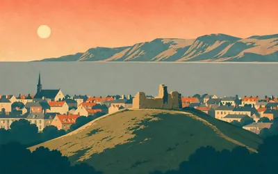 Prestatyn Castle, The sea behind you, the border ahead: an illustration of a place on this route.