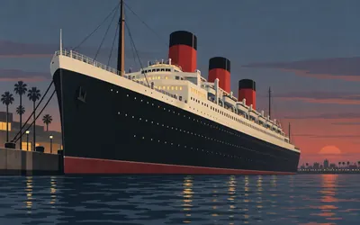 RMS Queen Mary, The last one: an illustration of a place on this route.