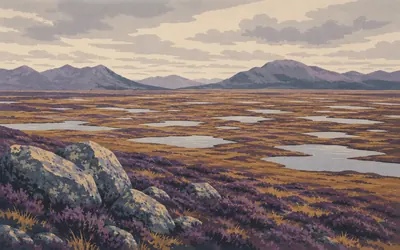 Rannoch Moor, Bog, lochans and a soldiers' road across the middle: an illustration of a place on this route.