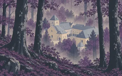 Roncesvalles, Down out of the beech woods: an illustration of a place on this route.
