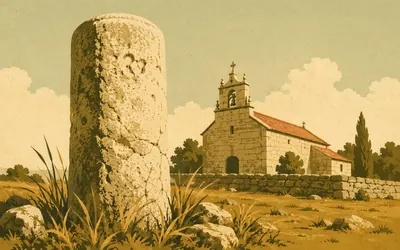 San Romao da Retorta, A Roman milestone in a churchyard wall: an illustration of a place on this route.