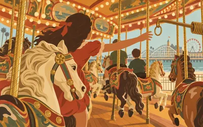 The Santa Cruz Carousel, Seventy horses and a ring dispenser: an illustration of a place on this route.