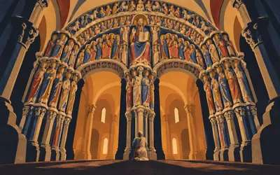 O Pórtico da Gloria, Seven hundred and sixty kilometres, and it was painted: an illustration of a place on this route.
