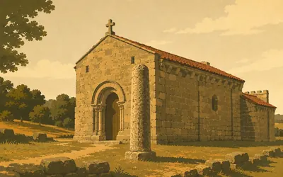 São Pedro de Rubiães, A Roman milestone at a church door: an illustration of a place on this route.
