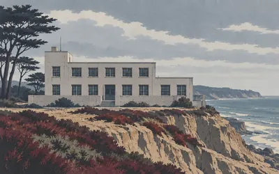 Old Scripps, A tent, a boathouse, and then this: an illustration of a place on this route.