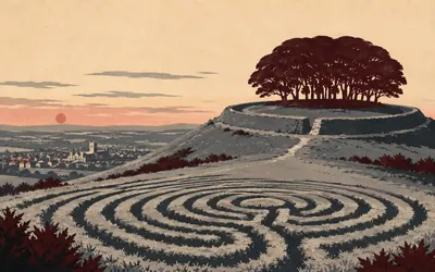 St Catherine's Hill, A maze cut in the turf, twice: an illustration of a place on this route.
