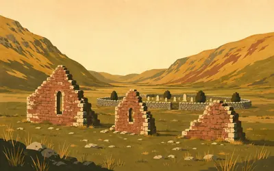 St Fillan's Priory, A king's priory, and the path straight through it: an illustration of a place on this route.