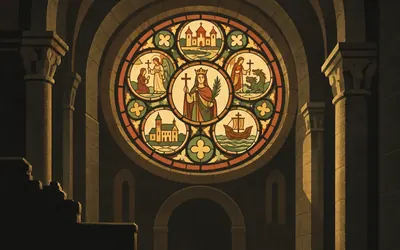 The Margaret Window, Ardagger, Coloured glass, eight hundred years old: an illustration of a place on this route.