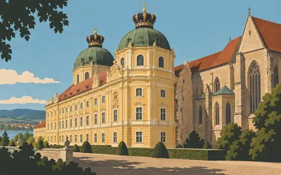 Stift Klosterneuburg, A crown on a dome, and one that was never built: an illustration of a place on this route.