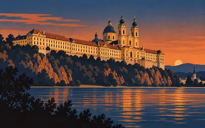 Stift Melk, Three hundred and sixty metres of yellow: an illustration of a place on this route.