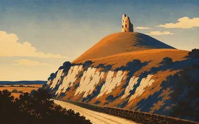 Thurnham Castle, A shell keep over the old road: an illustration of a place on this route.