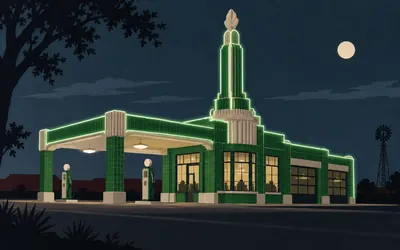 Tower Station, Shamrock, A tower on a filling station, and the tower does nothing: an illustration of a place on this route.