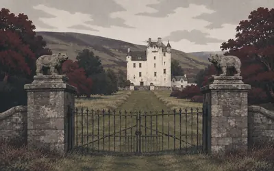 Traquair House, The gates that stay shut: an illustration of a place on this route.