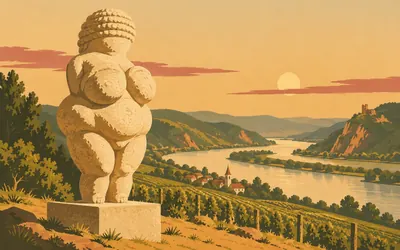 Where the Venus was found, Eleven centimetres, about 29,500 years old: an illustration of a place on this route.