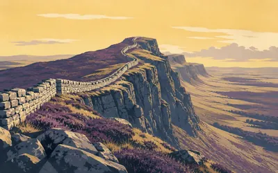 Walltown Crags, The Wall on a switchback: an illustration of a place on this route.